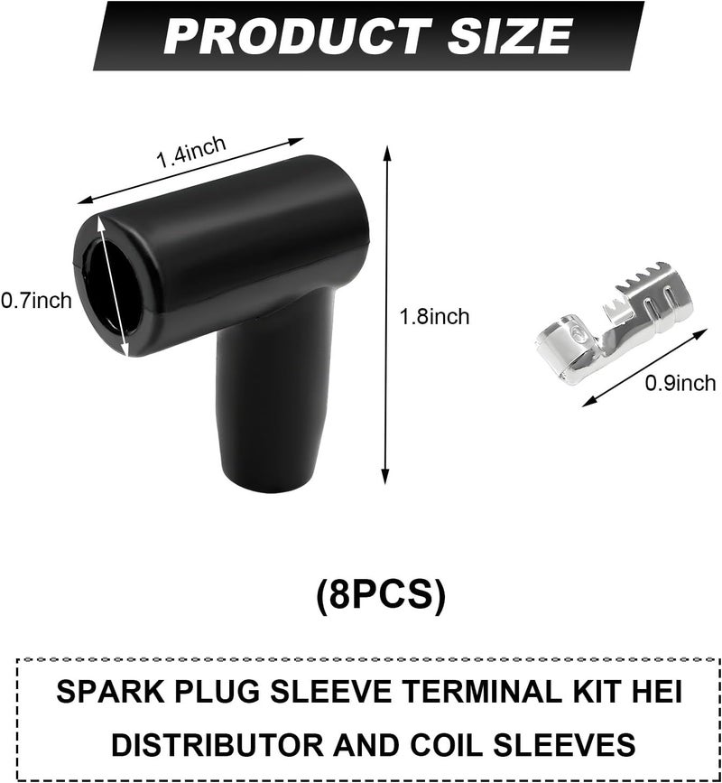 NYTKL 8 PCS Spark Plug Boot Terminal Kit, 90 Degree Distributor Ignition Boots Spark Plug Coil Terminals, Heat-Resistant Silicone Ignition Wire Boot Terminal Kit Fits 6-10mm Wires - Image 2